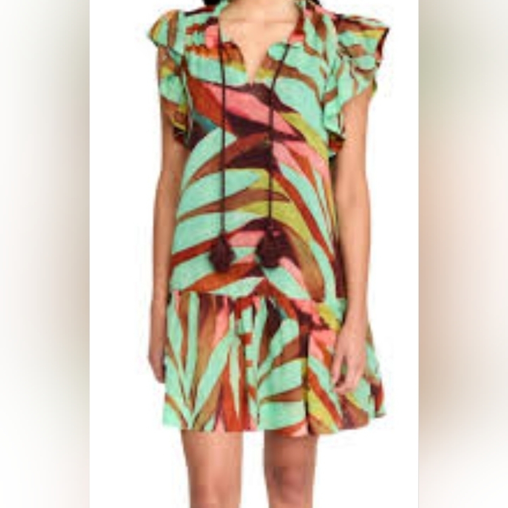 Marie Oliver Arie Dress In Tropical Coral Size L.
